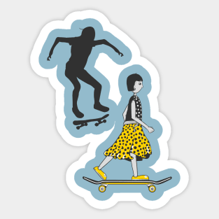 Girl Skateboarding Sticker